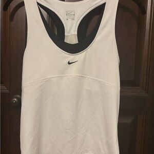 Nike White and Black Athletic Tank